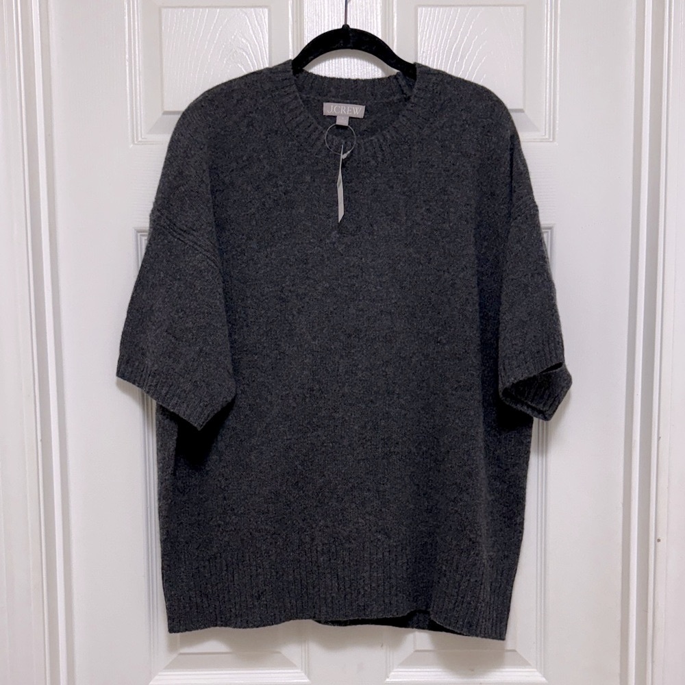 NWT J.Crew Oversized Sweater-Tee in Vintage Wool Heather Charcoal - Picture 4 of 8